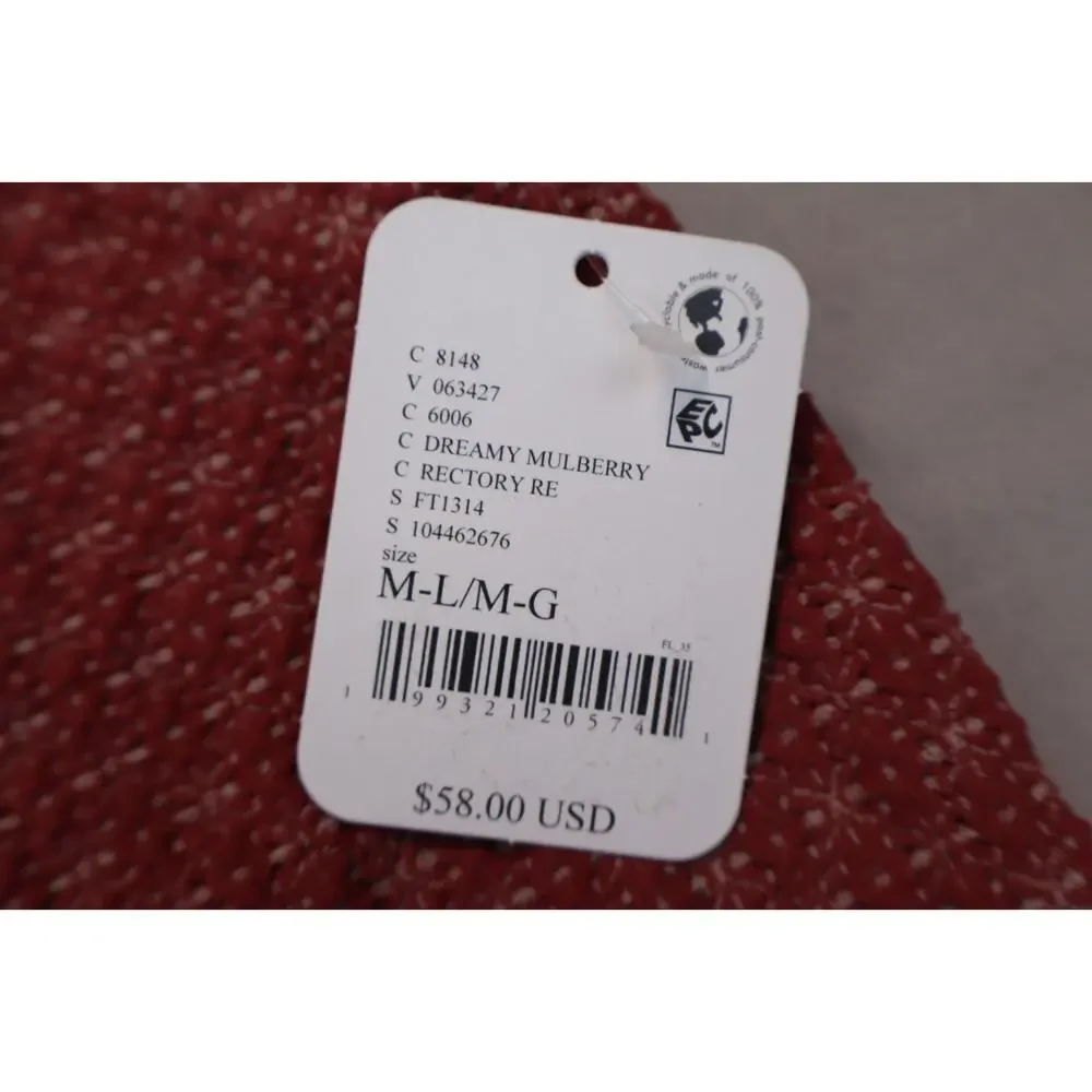 NEW Free People Intimately Love Letter Red Long Sleeve Scoop Neck Knit Top M/L